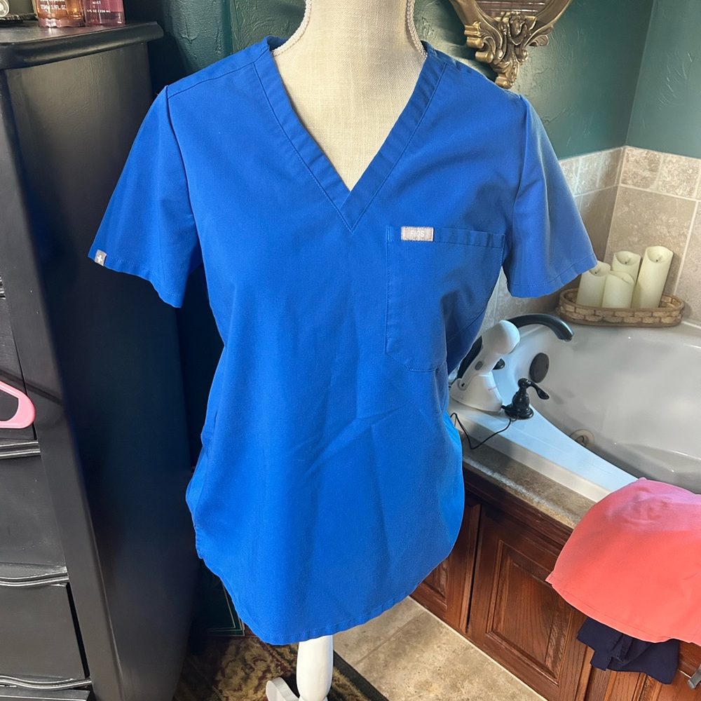 Figs Royal Blue Scrub Top small